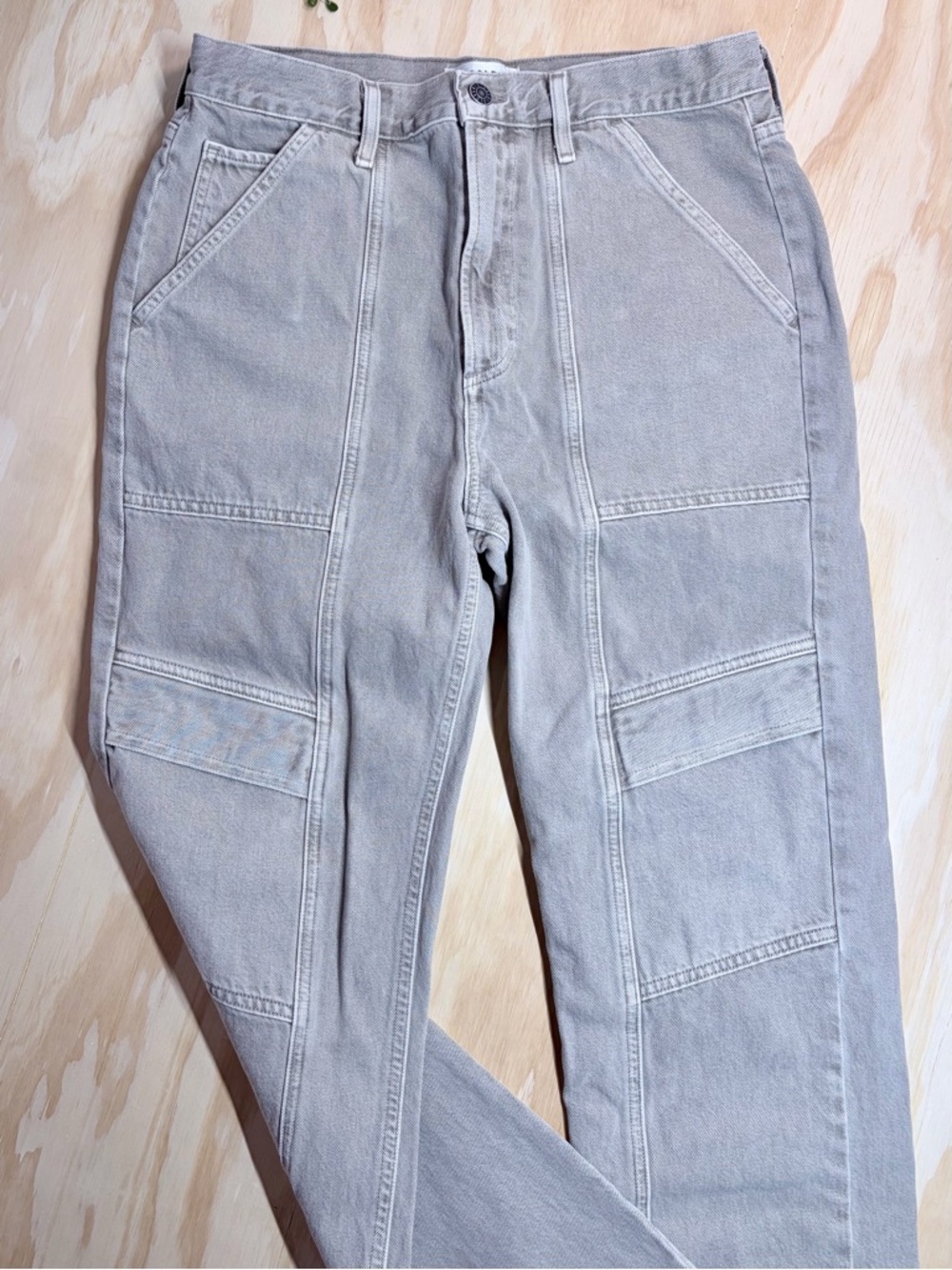 AGOLDE Cooper Cargo Pants 28 High Rise Straight Leg Utility 100% Cotton Beige - Picture 4 of 13